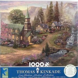 Ceaco Thomas Kinkade Sunday Morning Chapel 1000 pc Jigsaw Puzzle, Box Damaged